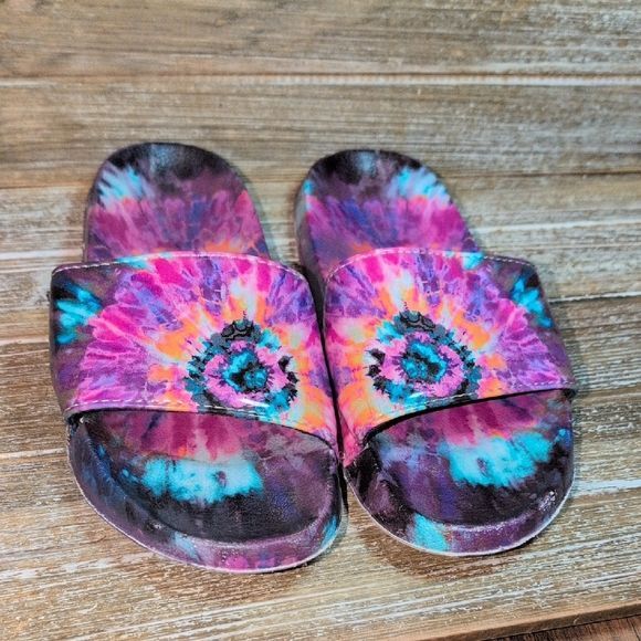 Kids Girls Colorful Tie-Dye Slide Sandals 1 big kids - Picture 1 of 6